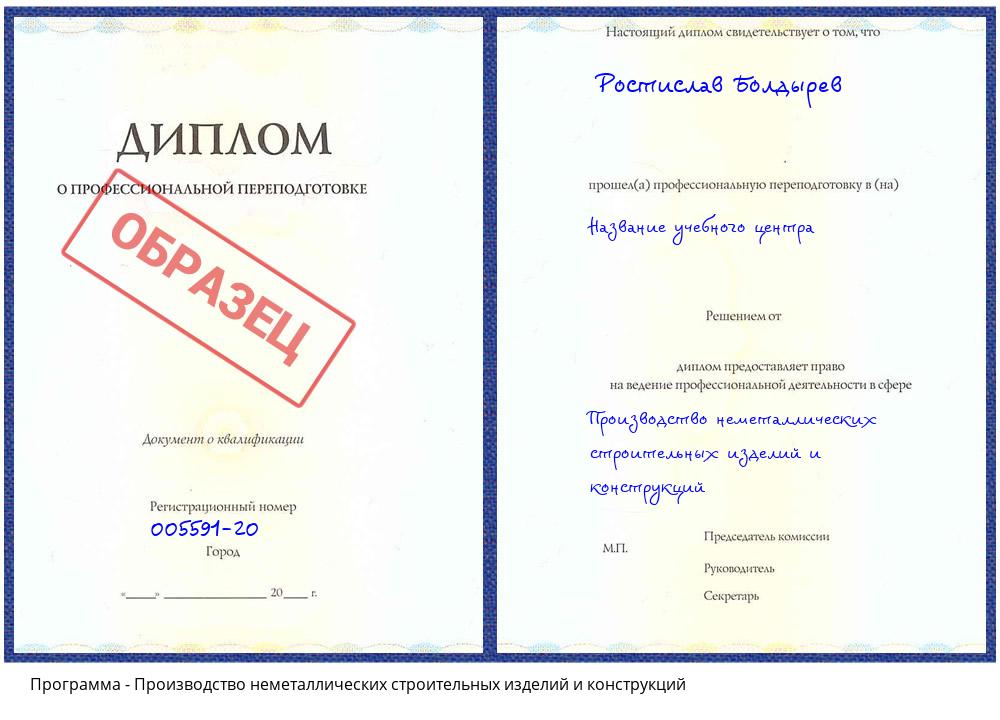 Производство неметаллических строительных изделий и конструкций Городец